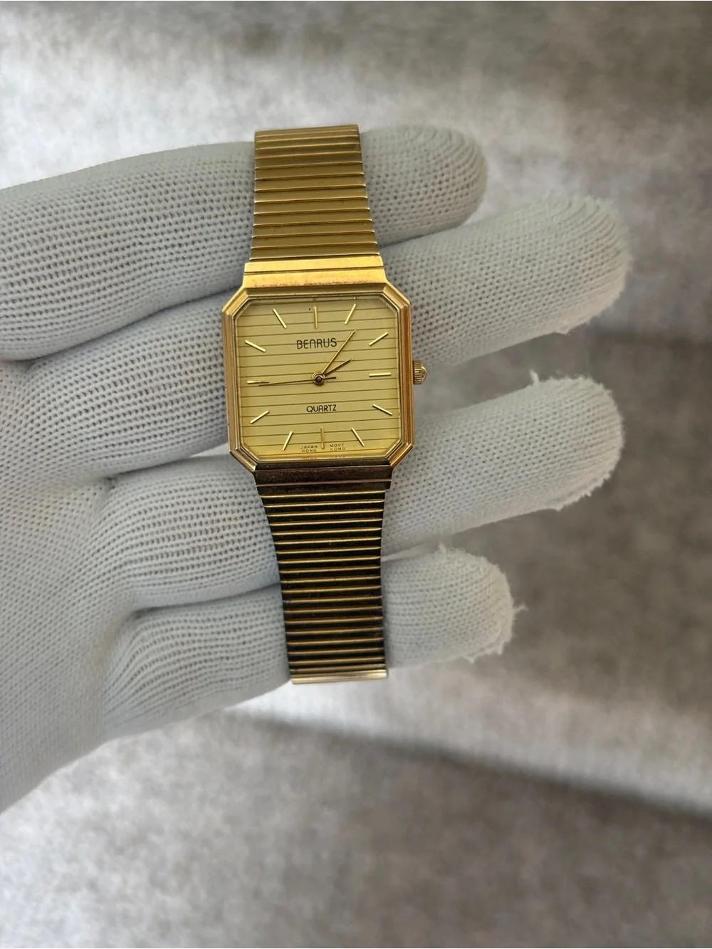 Benrus vintage Gold Tone tank Quartz Watch Mens